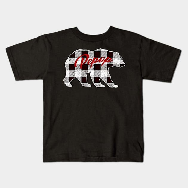 Black And White Buffalo Plaid Pepop Bear Shirt Matching Pajama Family Kids T-Shirt by tabaojohnny